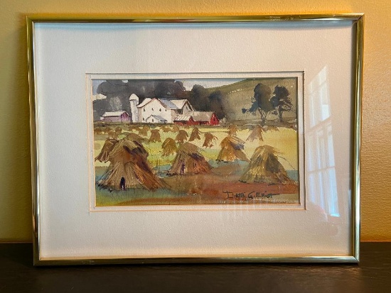 Original Watercolor by Ohio Artist Bette G. Elliot "Homes County Barn"