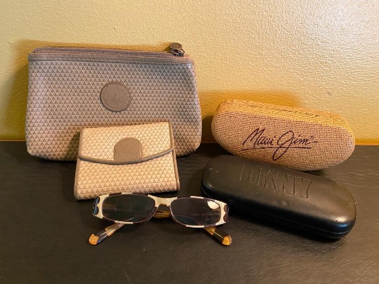 DKNY Hand Painted Sunglasses, Wallet & Matching Cosmetic Bag and Empty Sunglass Case