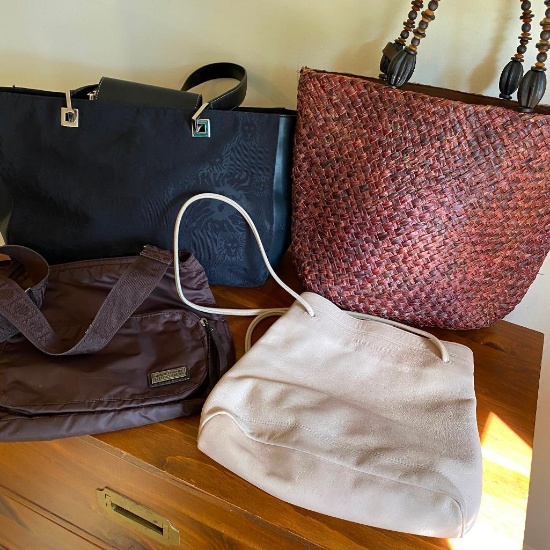 4 Women's Hand Bags - Kenneth Cole REACTION, 9 West Suede, Anne Klein Lion Print