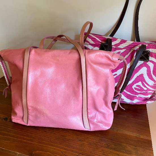 Claudia Firenze Pink Italian Leather Hobo Bag and Zebras Striped Shoulder Bag
