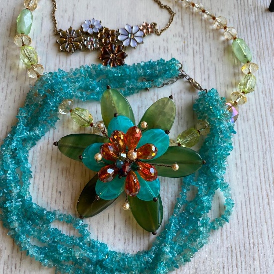 3 Glass Beaded Necklaces