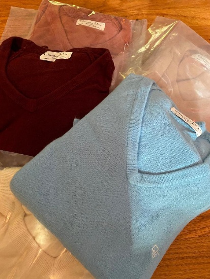5 Vintage Christian Dior Monsieur V-Neck Sweaters - Each in Different Colors