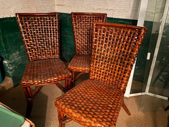 3 Woven Cane Chairs
