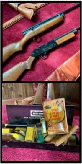 BB Guns, Straight Shooter, Boyt Holster & Bandolier Cartridge Belt, Brite-Bore Riffle Cleaning Kit