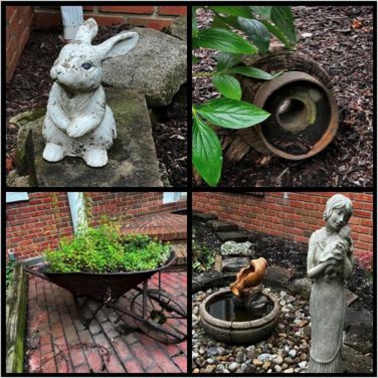 Outdoor Decor Lot with Fountain, Planters and Statues - See Pictures for More!
