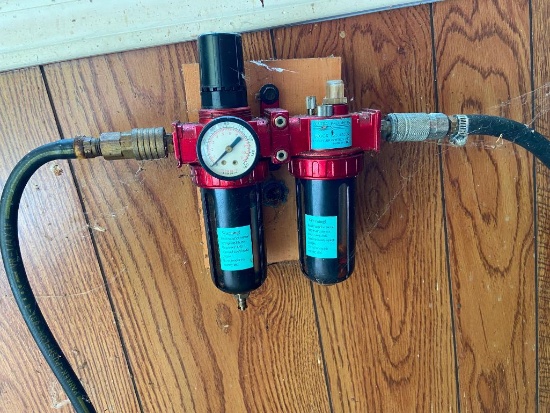 Central Pneumatic Air System, Utility Light, Craftsman Kerosene Heater & Crate of Fluids
