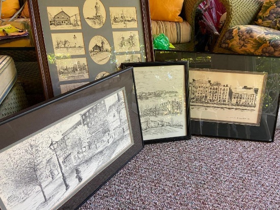 Pen & Ink Prints of Ursuline College, Ohio by Cleveland Artist T. J. Struna, Savannah & Montreal