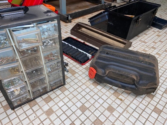 Central Pneumatic Socket Wrench, Pittsburg Sockets, Hardware, Tool Boxes and Asst. Tools