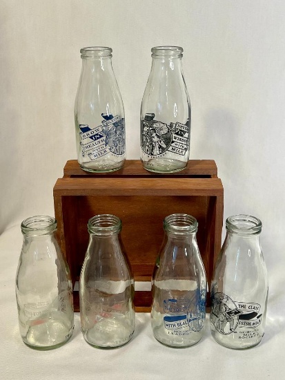 Vintage Milk Bottle with a Wooden Crate