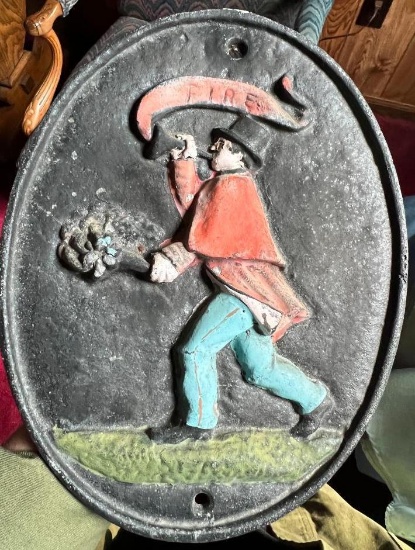 Vintage Historical Cast Iron Fire Mark Plaque - Origin Unknown