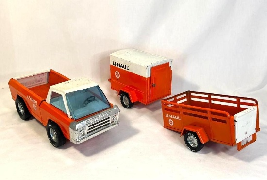 Vintage Metal Nylint U-Haul Truck & 2 Trailers