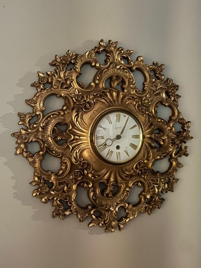 Mid Century...Modern...Ornate Gold Vintage...Syroco...Wall Clock