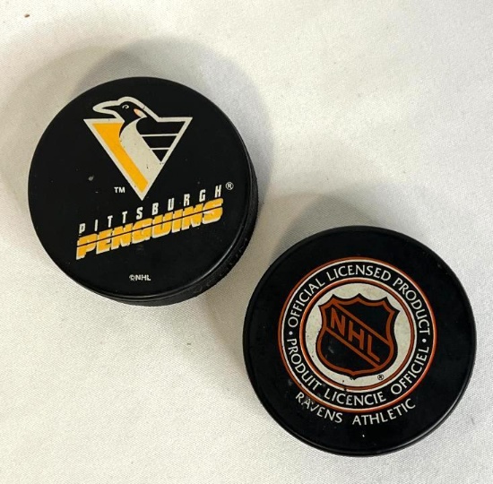 2 Pittsburgh Penguins Officially Licensed Hockey Pucks