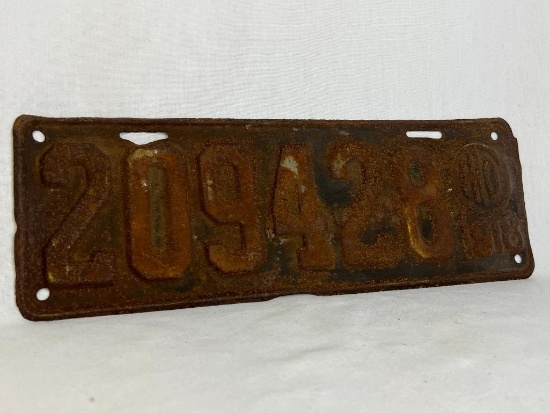 Vintage 1918 Ohio License Plate