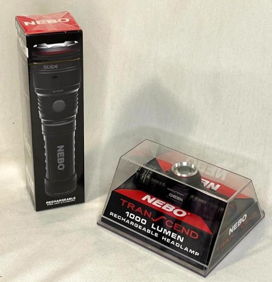 NEBO Transcend LED Rechargeable Headlamp &...Slyde...Powerful LED Flashlight and Work Light
