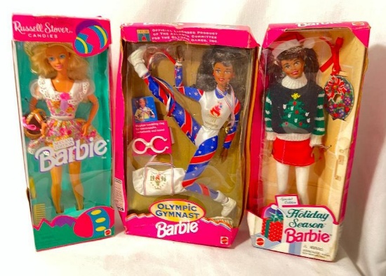 3 X Collectible Mattel Barbies in Original Boxes - Rare