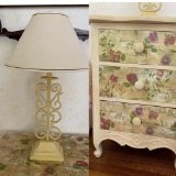 Adorable Bedside Dresser and Matching Wrought Iron Lamp