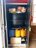 2 Metal Cabinets with Gas Cans, Sports Equipment and Balls, McMaster No. 127,...Red Storage Box &