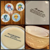 Williams Sonoma Circus Theme Nesting Bowls (3) & Montgolfiere Hot Air Balloon Salad Plates (7)