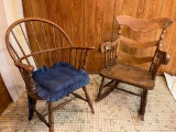 Wooden Rocking Chair and Rail Back Arm Chair