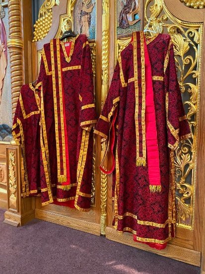 3 Red and Gold Vestments/ Robes