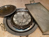 Pewter, Silver Plate and Chrome Serving Platters