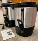 2 GE 40-Cup Coffee Urns and 3 Thermal Carafes