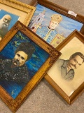 4 Portraits in Nice Vintage Frames including famous Ukrainian Poet and Leader Taras Shevchenko