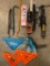 Bucket of Speed Squares, Crow Bars, Car Jacks, Truck Hitch, Furniture Moving Set