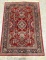 Cranberry Red & French Blue Vintage Handwoven Wool Rug from Iran