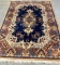 Semi-Antique Large Hand-Knotted Blue and Cream Persian Area Rug from Iran
