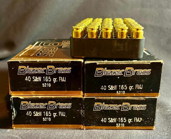 4 X Boxes of Blazer Brass 40 S&W 165 Grain FMJ Ammunition