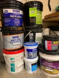 Buckets of Various Brands of Vinyl & Tile Adhesive, Primer, Sealer & Patch