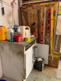 Cabinet Clean Out with Levels, Hand Saws, Rulers, Paint & Cleaning Supplies