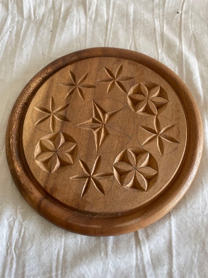 Vintage Carved Wood Plate