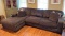 Oversized Sectional Couch with Chaise & Accent Pillows in Chocolate Brown Fabric - VERY Comfortable!