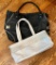 Italian Designer Roberta Gandolfi White Leather Handbag &...Black Satchel Bag...with...Gold Accents