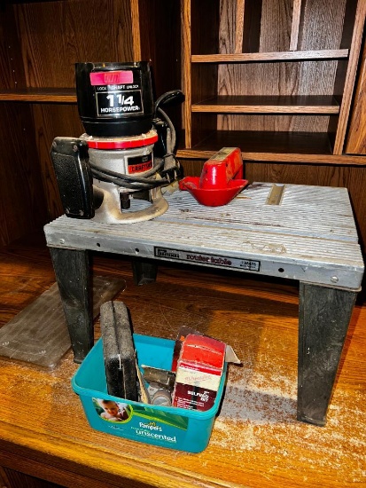 Craftsman Router and Router Table with Box of Bits