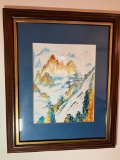 Framed Sketch of the Mountains of China by Vincent Zhao