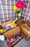 Boxes of Mostly New Spools of Ribbon, Beads, Toys and a HUGE Bouquet of Daisys! - See Pictures!