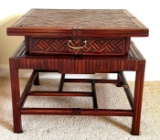 Vintage Asian Bamboo Night Stand with Brass...Hardware