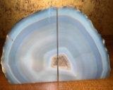 Brazilian Blue Banded Agate Natural Stone Geode Bookends