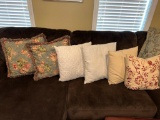 4 Sets of Floral and Quilted Throw Pillows