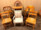Child Sized Wood School House Chairs, Carved Louis XVI Armchair, Windsor & Barrel Seats & More!