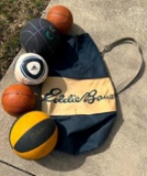 Eddie Bauer Expandable Equipment Bag with Basketballs and Soccer Balls