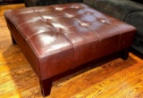 Pottery Barn Styled Chestnut Brown Leather Ottoman