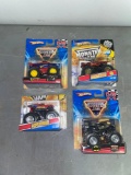 (4) Assorted Superhero Monster Jam Hot Wheels