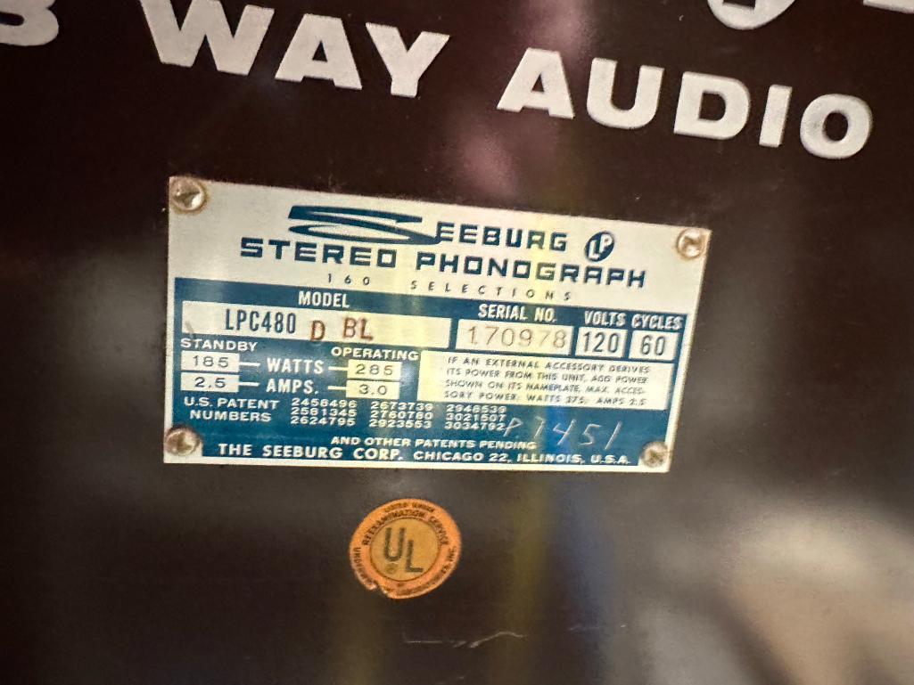 Seeburg Stereo Phonograph LPC480 D BL Jukebox | Proxibid