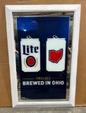 Miller Lite Ohio Framed Mirrored Sign