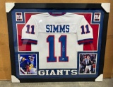Framed SIGNED Phil Simms Giants #11 Jersey